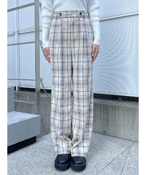 ENVYM（アンビー）の「タックスラックスＰＴ（スラックス・レディース・ブラック/ベージュ/チェック/グレー・FREE）」の17枚目の写真