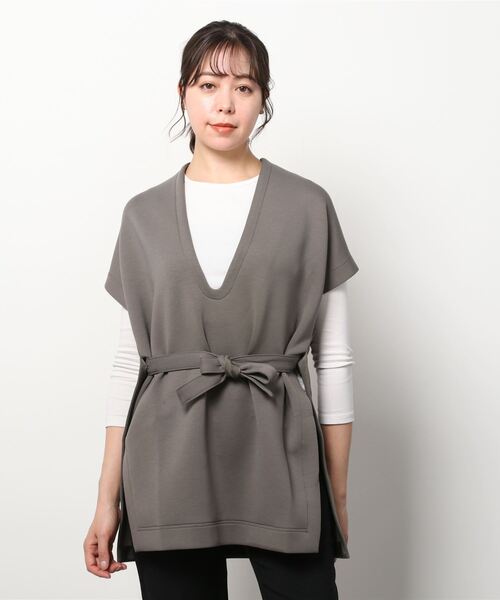 LOVELESS(ラブレス)の「ディープVネック オーバーサイズベスト(ベスト・レディース・ブラック/グレー系その他2/ベージュ系その他・36)」の2枚目の写真