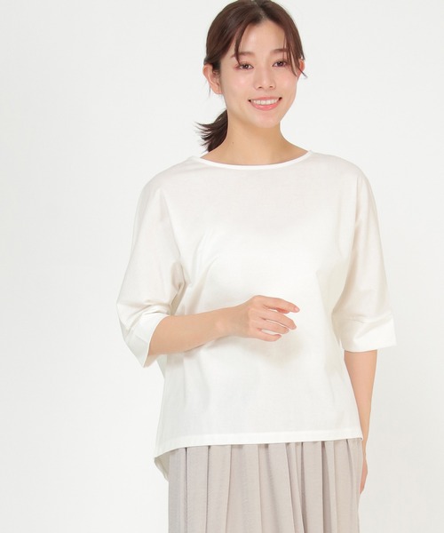 ikka（イッカ）の「【Sサイズ WEB限定】梨地ジョーゼットドルマンプルオーバー（Tシャツ/カットソー・レディース・ブラック/ベージュ/レッド/オフホワイト/オリーブ/イエロー・S/M/L）」の2枚目の写真