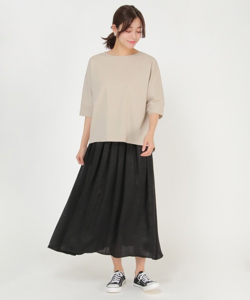 ikka（イッカ）の「【Sサイズ WEB限定】梨地ジョーゼットドルマンプルオーバー（Tシャツ/カットソー・レディース・ブラック/ベージュ/レッド/オフホワイト/オリーブ/イエロー・S/M/L）」の10枚目の写真