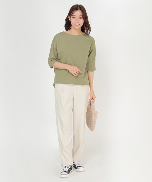 ikka（イッカ）の「【Sサイズ WEB限定】梨地ジョーゼットドルマンプルオーバー（Tシャツ/カットソー・レディース・ブラック/ベージュ/レッド/オフホワイト/オリーブ/イエロー・S/M/L）」の12枚目の写真