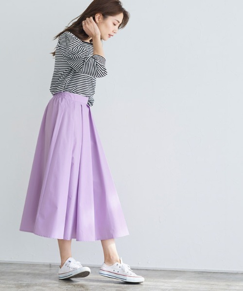 Pierrot（ピエロ）の「【美人百花 5月号掲載】タックフレアスカート（スカート・レディース・ブルー/ネイビー/グリーン/ライトグレー/ラベンダー・M/L）」の22枚目の写真