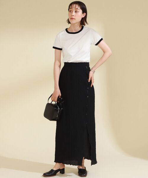 Ray BEAMS(レイビームス)の「Ray BEAMS / シャーリング スリット スカート(スカート・レディース・ブルー/ブラック・1/0)」の8枚目の写真