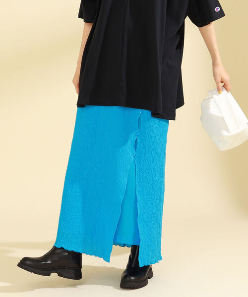 Ray BEAMS(レイビームス)の「Ray BEAMS / シャーリング スリット スカート(スカート・レディース・ブルー/ブラック・1/0)」の18枚目の写真