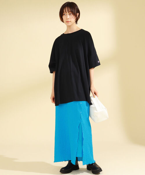 Ray BEAMS(レイビームス)の「Ray BEAMS / シャーリング スリット スカート(スカート・レディース・ブルー/ブラック・1/0)」の19枚目の写真