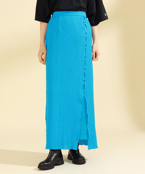 Ray BEAMS(レイビームス)の「Ray BEAMS / シャーリング スリット スカート(スカート・レディース・ブルー/ブラック・1/0)」の21枚目の写真