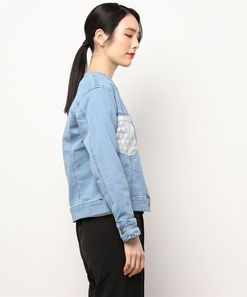 axes femme（アクシーズファム）の「ノーカラージャケット（ノーカラージャケット・レディース・インディゴブルー/ケミカルウォッシュ/ピンク・MEDIUM/LARGE）」の5枚目の写真