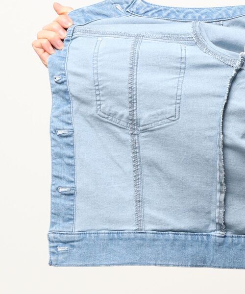 axes femme（アクシーズファム）の「ノーカラージャケット（ノーカラージャケット・レディース・インディゴブルー/ケミカルウォッシュ/ピンク・MEDIUM/LARGE）」の4枚目の写真