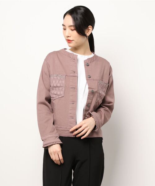 axes femme（アクシーズファム）の「ノーカラージャケット（ノーカラージャケット・レディース・インディゴブルー/ケミカルウォッシュ/ピンク・MEDIUM/LARGE）」の7枚目の写真