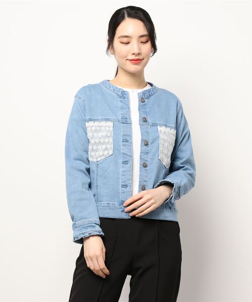 axes femme（アクシーズファム）の「ノーカラージャケット（ノーカラージャケット・レディース・インディゴブルー/ケミカルウォッシュ/ピンク・MEDIUM/LARGE）」の8枚目の写真