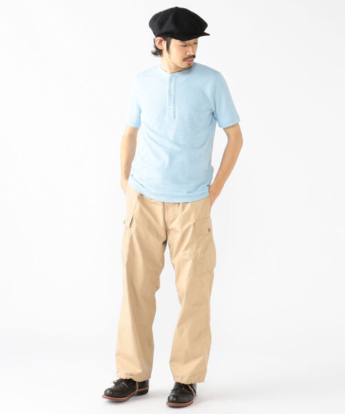 BEAMS PLUS（ビームスプラス）の「BEAMS PLUS / リネン コットン ヘンリーネック Tシャツ（Tシャツ/カットソー・メンズ・チャコールグレー/オフホワイト/ネイビー/サックスブルー・X-LARGE/SMALL/LARGE/MEDIUM）」の10枚目の写真