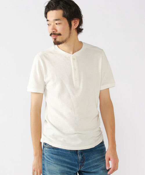 BEAMS PLUS（ビームスプラス）の「BEAMS PLUS / リネン コットン ヘンリーネック Tシャツ（Tシャツ/カットソー・メンズ・チャコールグレー/オフホワイト/ネイビー/サックスブルー・X-LARGE/SMALL/LARGE/MEDIUM）」の14枚目の写真