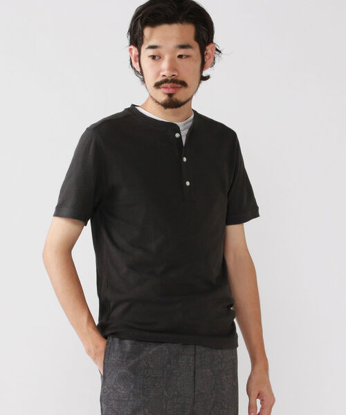 BEAMS PLUS（ビームスプラス）の「BEAMS PLUS / リネン コットン ヘンリーネック Tシャツ（Tシャツ/カットソー・メンズ・チャコールグレー/オフホワイト/ネイビー/サックスブルー・X-LARGE/SMALL/LARGE/MEDIUM）」の15枚目の写真