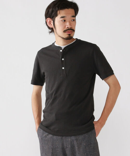 BEAMS PLUS（ビームスプラス）の「BEAMS PLUS / リネン コットン ヘンリーネック Tシャツ（Tシャツ/カットソー・メンズ・チャコールグレー/オフホワイト/ネイビー/サックスブルー・X-LARGE/SMALL/LARGE/MEDIUM）」の16枚目の写真