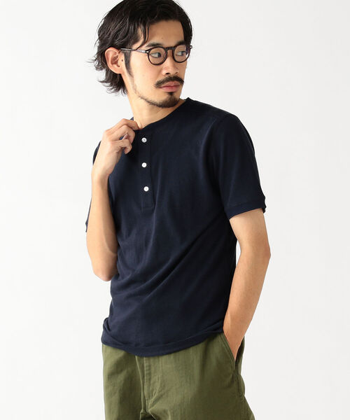 BEAMS PLUS（ビームスプラス）の「BEAMS PLUS / リネン コットン ヘンリーネック Tシャツ（Tシャツ/カットソー・メンズ・チャコールグレー/オフホワイト/ネイビー/サックスブルー・X-LARGE/SMALL/LARGE/MEDIUM）」の19枚目の写真