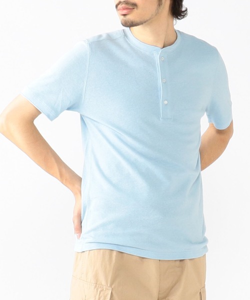 BEAMS PLUS（ビームスプラス）の「BEAMS PLUS / リネン コットン ヘンリーネック Tシャツ（Tシャツ/カットソー・メンズ・チャコールグレー/オフホワイト/ネイビー/サックスブルー・X-LARGE/SMALL/LARGE/MEDIUM）」の4枚目の写真