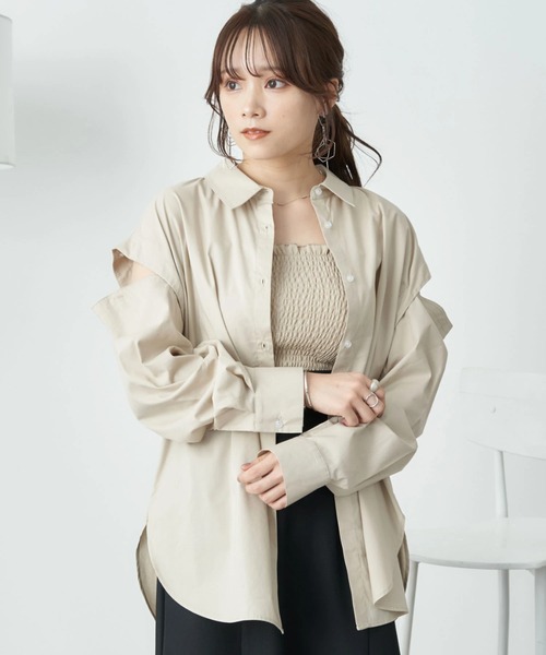 earth music&ecology（アースミュージックアンドエコロジー）の「マルチシャツチュニック（シャツ/ブラウス・レディース・ベージュ/イエロー/ホワイト系その他6/ブルー系その他6・FREE）」の2枚目の写真