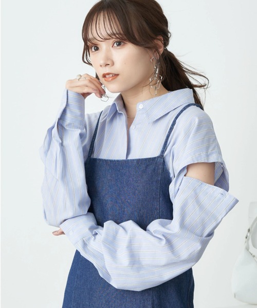 earth music&ecology（アースミュージックアンドエコロジー）の「マルチシャツチュニック（シャツ/ブラウス・レディース・ベージュ/イエロー/ホワイト系その他6/ブルー系その他6・FREE）」の3枚目の写真