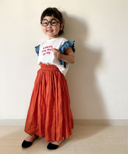 CIAOPANIC TYPY（チャオパニックティピー）の「【KIDS】ワッフルフリルプリントTee（Tシャツ/カットソー・キッズ・ホワイト/チャコールグレー/カーキ・SMALL/MEDIUM/LARGE/X-LARGE/XX-LARGE）」の19枚目の写真