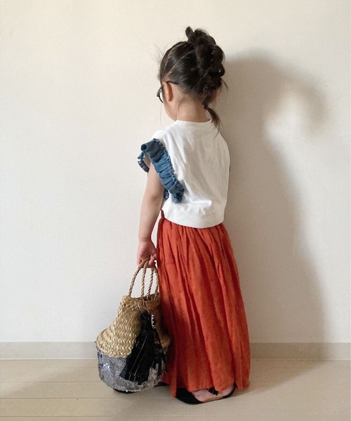 CIAOPANIC TYPY（チャオパニックティピー）の「【KIDS】ワッフルフリルプリントTee（Tシャツ/カットソー・キッズ・ホワイト/チャコールグレー/カーキ・SMALL/MEDIUM/LARGE/X-LARGE/XX-LARGE）」の20枚目の写真