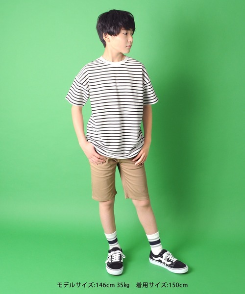 GLAZOS（グラソス）の「カノコ・ドロップショルダーボーダー半袖Tシャツ（Tシャツ/カットソー・キッズ・ホワイト/ネイビー・150cm/160cm/140cm/170cm/130cm）」の4枚目の写真