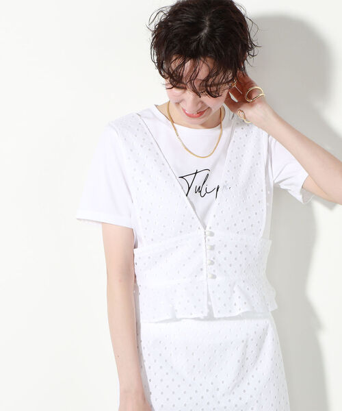 NOLLEY’S（ノーリーズ）の「レースベスト（ベスト・レディース・ホワイト/ブラック・38）」の2枚目の写真