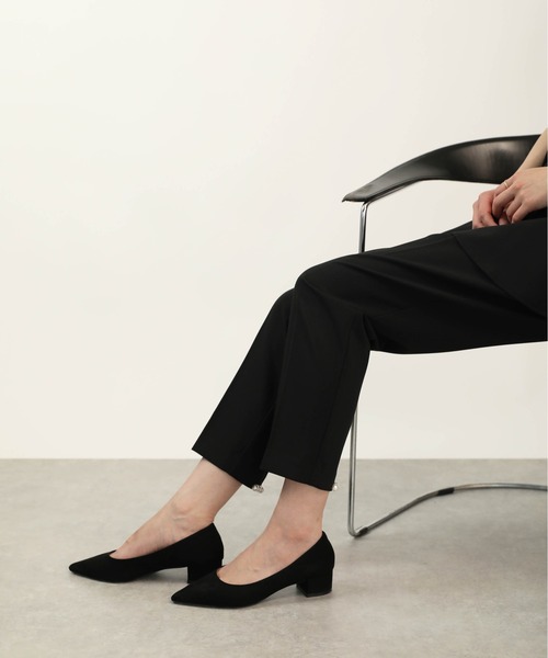 【美品】TO BE CHIC　ネイビー 裾パールリボン パンツ　大きいサイズ 美品】TO BE CHIC ネイビー 裾パールリボン パンツ 大きいサイズ