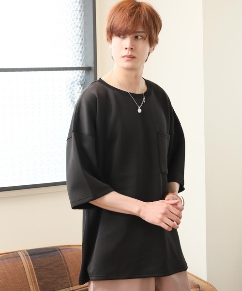 ARCADE(アーケード)の「ビッグシルエット Tシャツ 半袖 五分袖 ポリポンチ素材(Tシャツ/カットソー・メンズ・ブラック/パープル/ホワイト/ベージュ・L/M)」の4枚目の写真