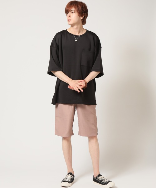 ARCADE(アーケード)の「ビッグシルエット Tシャツ 半袖 五分袖 ポリポンチ素材(Tシャツ/カットソー・メンズ・ブラック/パープル/ホワイト/ベージュ・L/M)」の11枚目の写真