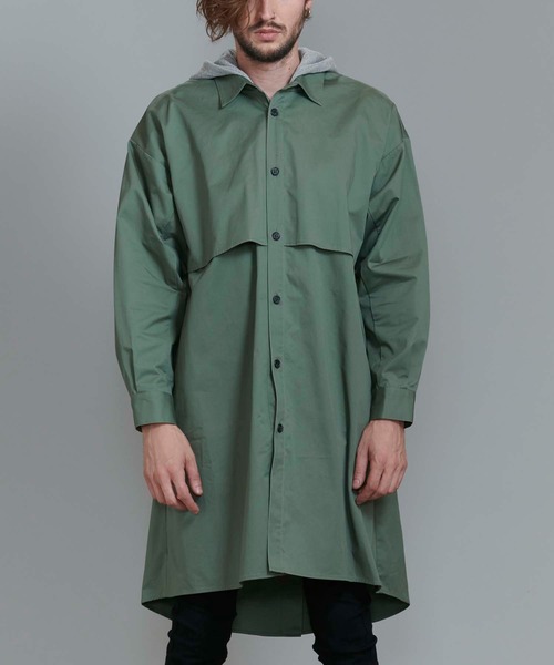 NO ID.（ノーアイディ）の「【NO ID.】Hood Trench Long Shirt / フード トレンチ ロング シャツ（シャツ/ブラウス・メンズ・カーキ/マスタード/ブラック/アイボリー・ONE SIZE）」の7枚目の写真