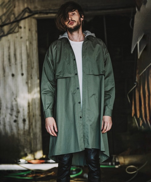 NO ID.（ノーアイディ）の「【NO ID.】Hood Trench Long Shirt / フード トレンチ ロング シャツ（シャツ/ブラウス・メンズ・カーキ/マスタード/ブラック/アイボリー・ONE SIZE）」の20枚目の写真