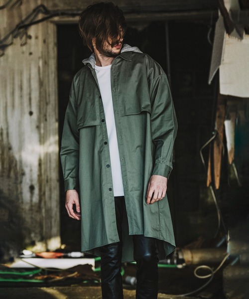 NO ID.（ノーアイディ）の「【NO ID.】Hood Trench Long Shirt / フード トレンチ ロング シャツ（シャツ/ブラウス・メンズ・カーキ/マスタード/ブラック/アイボリー・ONE SIZE）」の22枚目の写真