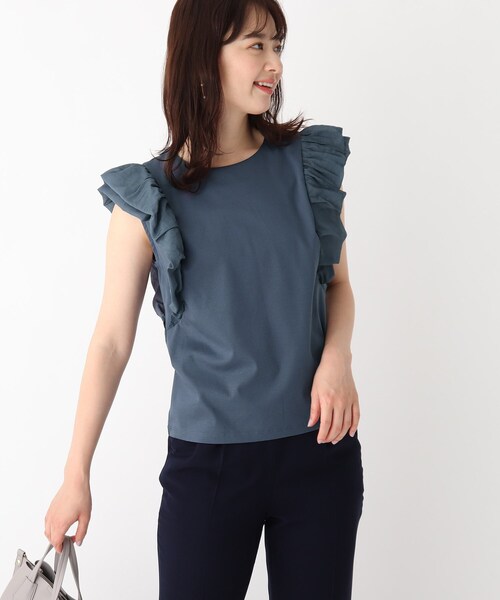 index(インデックス)の「◆SUPIMAコットンドッキングフリルトップス【WEB限定サイズ】(Tシャツ/カットソー・レディース・ライトグレー/オフホワイト/ピンク系その他/ブラック/ブルー・36/38/42/40)」の7枚目の写真