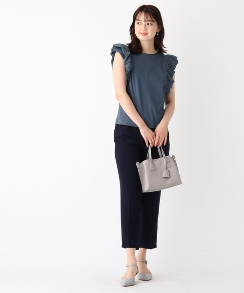 index(インデックス)の「◆SUPIMAコットンドッキングフリルトップス【WEB限定サイズ】(Tシャツ/カットソー・レディース・ライトグレー/オフホワイト/ピンク系その他/ブラック/ブルー・36/38/42/40)」の8枚目の写真