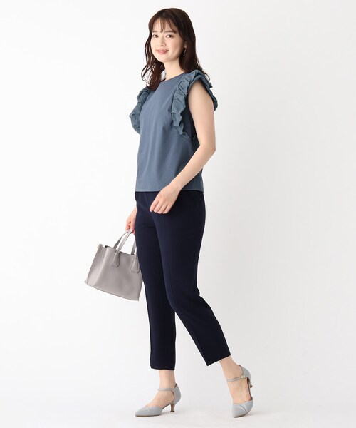 index(インデックス)の「◆SUPIMAコットンドッキングフリルトップス【WEB限定サイズ】(Tシャツ/カットソー・レディース・ライトグレー/オフホワイト/ピンク系その他/ブラック/ブルー・36/38/42/40)」の9枚目の写真