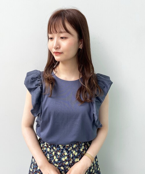 index(インデックス)の「◆SUPIMAコットンドッキングフリルトップス【WEB限定サイズ】(Tシャツ/カットソー・レディース・ライトグレー/オフホワイト/ピンク系その他/ブラック/ブルー・36/38/42/40)」の4枚目の写真