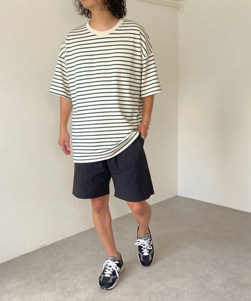 natto(ナット)の「【ユニセックスアイテム】loose silhouette border tee / ルーズシルエットボーダーティー(Tシャツ/カットソー・メンズ・ブラック/アイボリー/ブルー/グリーン・FREE)」の7枚目の写真