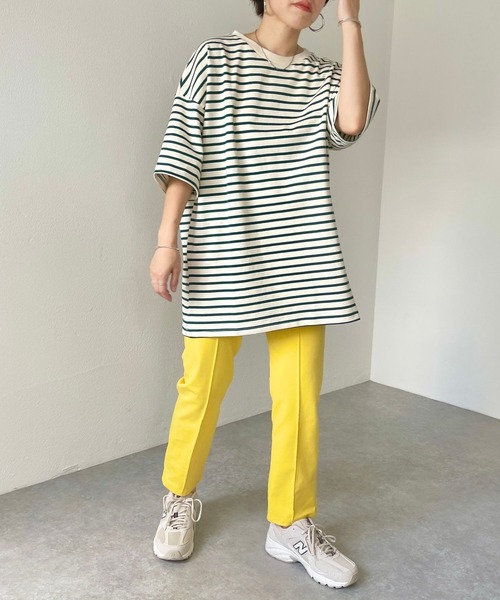 natto(ナット)の「【ユニセックスアイテム】loose silhouette border tee / ルーズシルエットボーダーティー(Tシャツ/カットソー・メンズ・ブラック/アイボリー/ブルー/グリーン・FREE)」の8枚目の写真