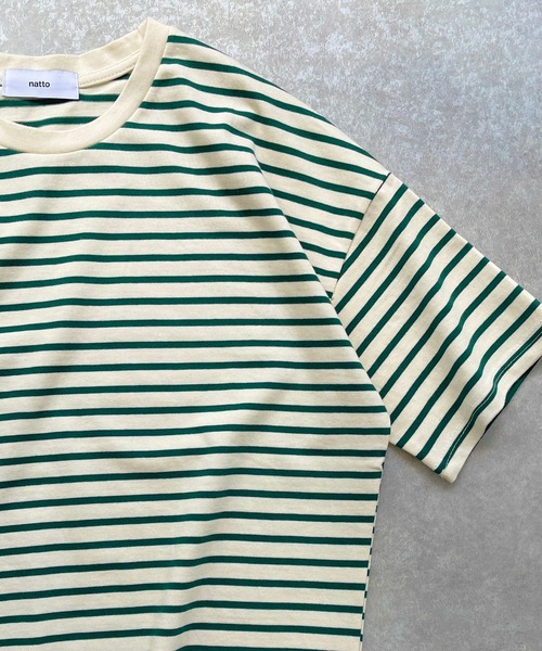natto(ナット)の「【ユニセックスアイテム】loose silhouette border tee / ルーズシルエットボーダーティー(Tシャツ/カットソー・メンズ・ブラック/アイボリー/ブルー/グリーン・FREE)」の9枚目の写真