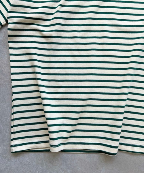 natto(ナット)の「【ユニセックスアイテム】loose silhouette border tee / ルーズシルエットボーダーティー(Tシャツ/カットソー・メンズ・ブラック/アイボリー/ブルー/グリーン・FREE)」の15枚目の写真