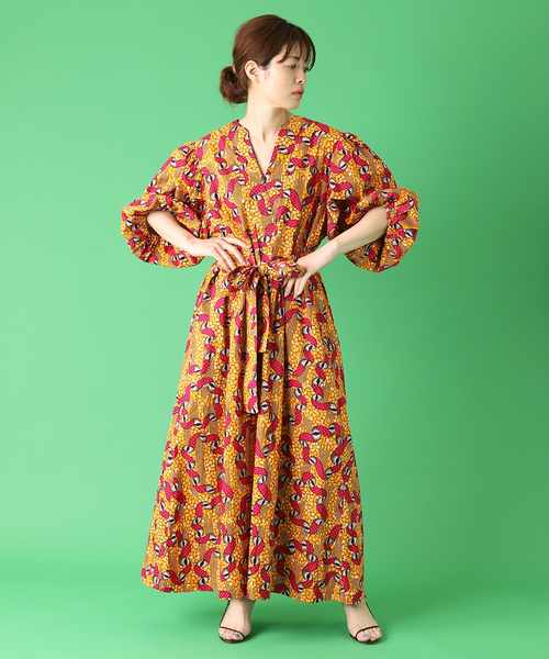 plage(プラージュ)の「【ODILE JACOBS/オディール ジェイコブズ】V-NECK PUFF SLEEVES ワンピース(ワンピース・レディース・オレンジ・FREE)」の2枚目の写真