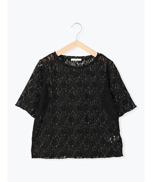 ehka sopo（エヘカソポ）の「カットレースプルオーバー（Tシャツ/カットソー・レディース・ブラック/ブラウン/オフホワイト/キナリ・ﾌﾘ-）」の3枚目の写真