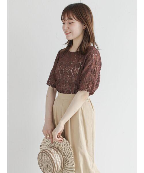 ehka sopo（エヘカソポ）の「カットレースプルオーバー（Tシャツ/カットソー・レディース・ブラック/ブラウン/オフホワイト/キナリ・ﾌﾘ-）」の8枚目の写真