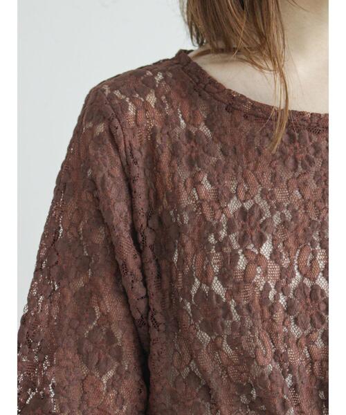 ehka sopo（エヘカソポ）の「カットレースプルオーバー（Tシャツ/カットソー・レディース・ブラック/ブラウン/オフホワイト/キナリ・ﾌﾘ-）」の13枚目の写真