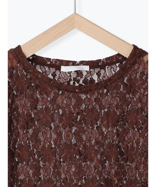 ehka sopo（エヘカソポ）の「カットレースプルオーバー（Tシャツ/カットソー・レディース・ブラック/ブラウン/オフホワイト/キナリ・ﾌﾘ-）」の16枚目の写真