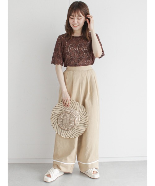 ehka sopo（エヘカソポ）の「カットレースプルオーバー（Tシャツ/カットソー・レディース・ブラック/ブラウン/オフホワイト/キナリ・ﾌﾘ-）」の21枚目の写真