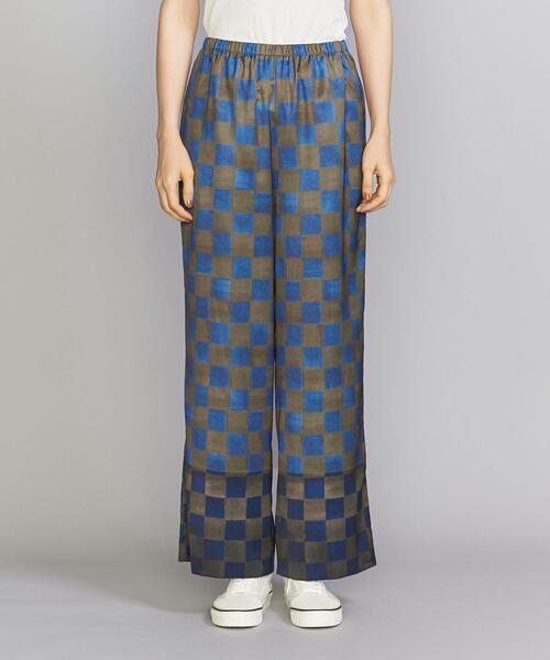 BEAUTY&YOUTH UNITED ARROWS（ビューティーアンドユースユナイテッドアローズ）の「ポリエステルサテン チェックパネル パンツ -ウォッシャブル-（その他パンツ・レディース・ロイヤルブルー/ライム・S/M）」の3枚目の写真