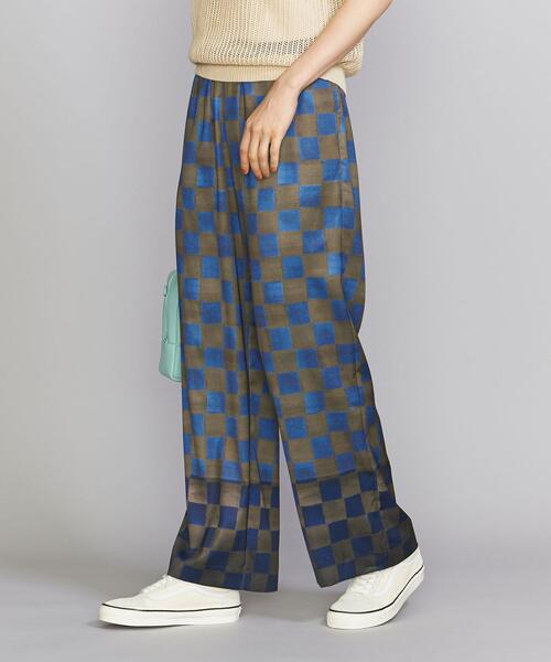 BEAUTY&YOUTH UNITED ARROWS（ビューティーアンドユースユナイテッドアローズ）の「ポリエステルサテン チェックパネル パンツ -ウォッシャブル-（その他パンツ・レディース・ロイヤルブルー/ライム・S/M）」の13枚目の写真