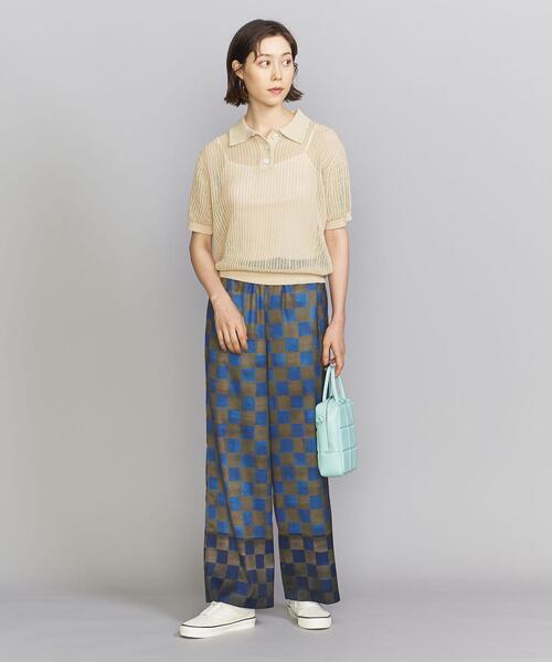 BEAUTY&YOUTH UNITED ARROWS（ビューティーアンドユースユナイテッドアローズ）の「ポリエステルサテン チェックパネル パンツ -ウォッシャブル-（その他パンツ・レディース・ロイヤルブルー/ライム・S/M）」の11枚目の写真