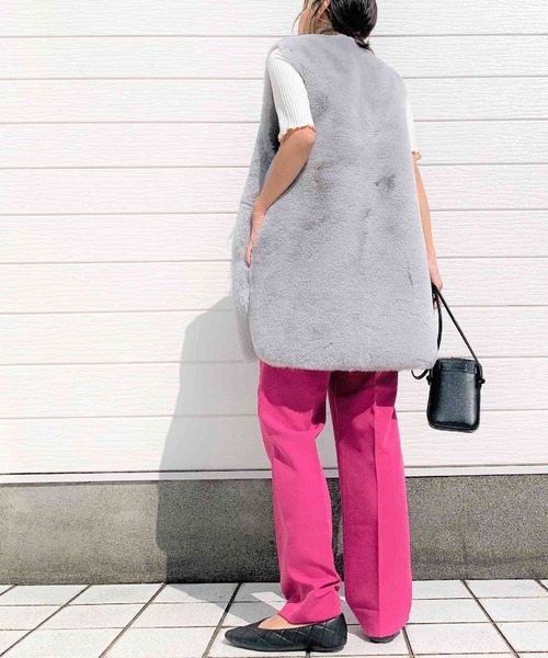 Q（キュー）の「センタープレスストレートパンツ（その他パンツ・レディース・ライトグレー/ピンク/ブルー・MEDIUM）」の14枚目の写真